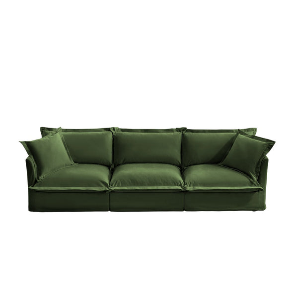 English Elm Slipcovered Modern 3-Seater Sofa - Plush Chenille Fabric Couch With Removable Covers & Big Pillows W3041S00051-GIGA