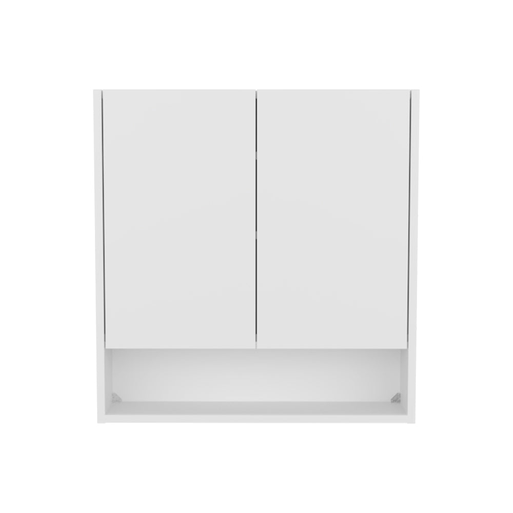 English Elm Double-Door Wall-Mounted Medicine Cabinet in Kronos White with Mirrored Doors and Adjustable Shelves for Sleek Bathroom Storage and Grooming B070P368054