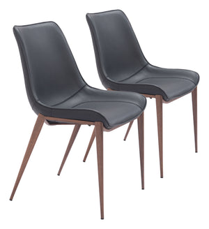 Magnus Dining Chair - Set of 2 Black & Walnut 109933 Zuo Modern