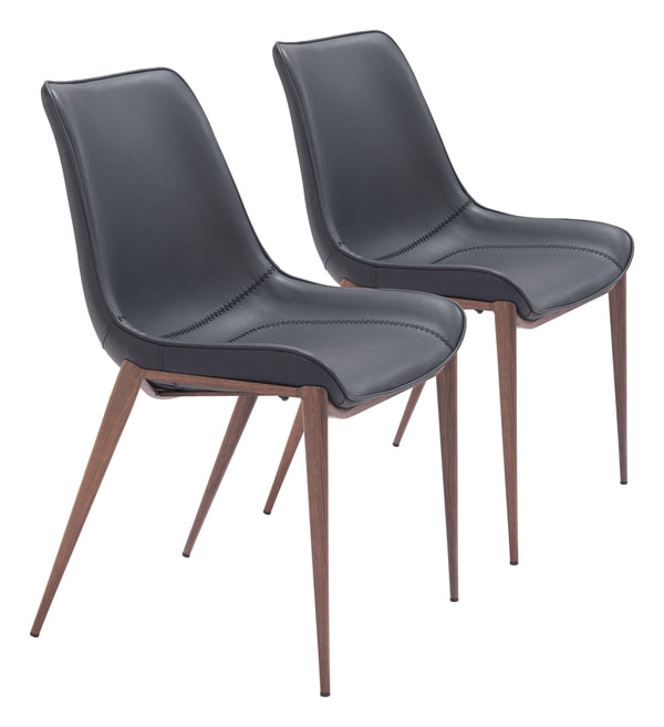 Magnus Dining Chair - Set of 2 Black & Walnut 109933 Zuo Modern