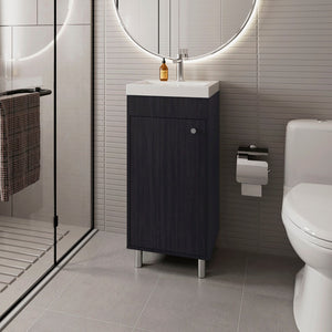 English Elm Wengue Bathroom Vanity With Storage Shelves - Modern, Compact Design For Stylish Organization B062P355661-GIGA