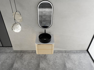 English Elm 24'' Wall-Mounted Bathroom Vanity With Stylish Ceramic Sink, Soft-Close Door & Durable Plywood Design W999S00458