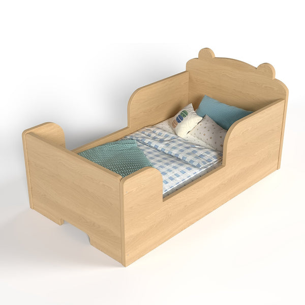English Elm Toddler Bear Shaped Pine Floor Bed Low Profile Frame Safe Rounded Edges Kids Room Natural W1580P373255