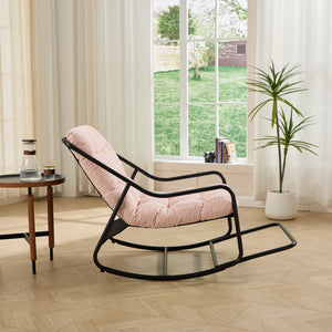 English Elm Outdoor Rocking Chair Steel Frame Corduroy Cushion Modern Armless Indoor Porch Rocker W640P443546