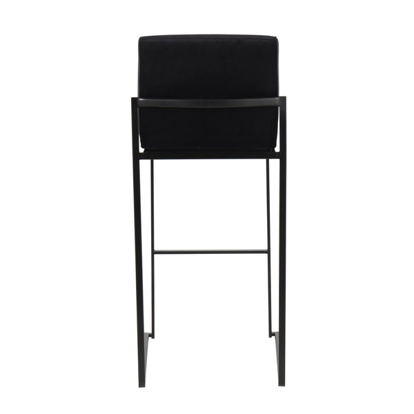 English Elm Fuji 30" Luxe High Back Velvet Barstools Set Of 3 - Contemporary Black Steel Frame For Modern Living B202P222213