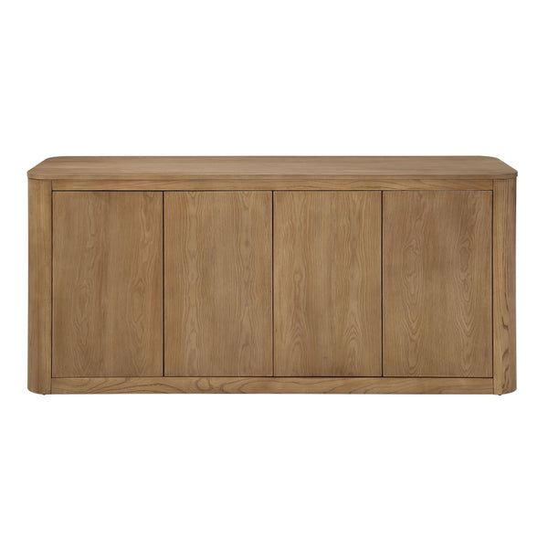 English Elm Zoey 8-Piece Light Oak Dining Set with Upholstered Chenille Chairs, Rectangular Table & Server B2726S00553