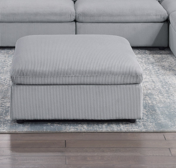 English Elm Contemporary Corduroy Ottoman 39"x39" Low-Leg Modular Pouf Dark Gray Soft Cushion for Living Room B011P234297