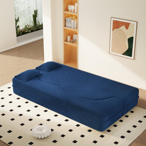 English Elm Modern Corduroy Floor Sofa Foldable Twin Sleeper Foam Filled for Dorms and Playrooms Blue W1885P446603