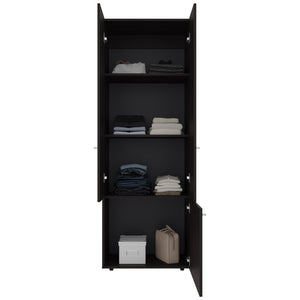 English Elm Home Brown Oak 3-Door Closet System with Five Shelves, Hanging Rod & Durable Freestanding Storage B070P351123