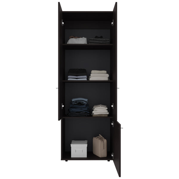 English Elm Home Brown Oak 3-Door Closet System with Five Shelves, Hanging Rod & Durable Freestanding Storage B070P351123