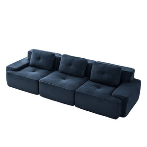 English Elm 117" Luxurious Modular Sectional Sofa - Oversized 3-Seater Couch With Deep Seats & Tufted Design, Blue W714S01494