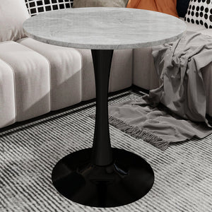 English Elm Marble-Top Round Side Table With Sleek Tapered Base - Modern Minimalist Design For Any Space W1935P353494