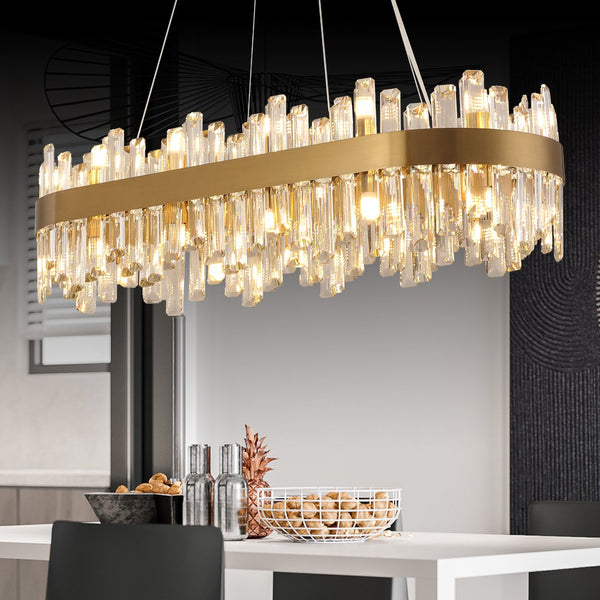 English Elm 36-Inch Modern Luxury Gold Crystal Chandelier with 24 Lights, Adjustable Height, Brass Frame, Elegant Centerpiece W2869P218651