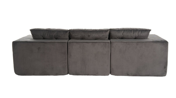 English Elm 101" Modular Cloud Sectional Corduroy Upholstered Sofa Reversible Chaise Living Room Gray W1170S00056