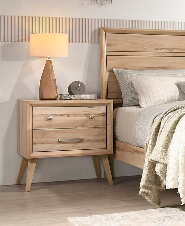 English Elm Classic Marrin Nightstand Mid-Century Modern 2-Drawer Natural Oak Melamine with Brushed Nickel Hardware, 25.5"x16.5"x26.5" B011P250503