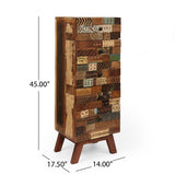 Christopher Knight Home® - Noble House - Maysville Handcrafted Boho 4 Drawer Wood Cabinet, Natural and Multi-Colored