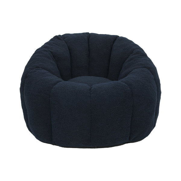 English Elm Bean Bag Lounge Chair Faux Fur Memory Foam Armrests Ergonomic Seat for Adults Dark Blue W2200P239863