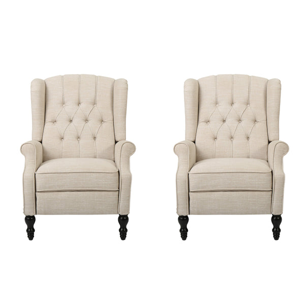 English Elm Christopher Knight Home® - Light Beige Tufted Recliner Chair with Diamond Tufting, Padded Seat & Birch Legs for Modern Comfort 56992.00BEI