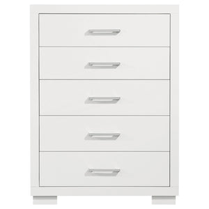 English Elm Polk Five Drawer Chest with Felt Lined Storage and Bracket Feet in Cappuccino Finish B062P447710
