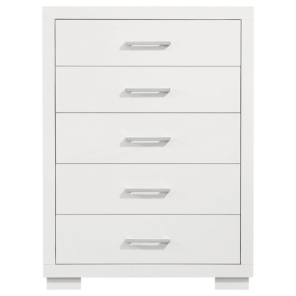 English Elm Polk Five Drawer Chest with Felt Lined Storage and Bracket Feet in Cappuccino Finish B062P447710