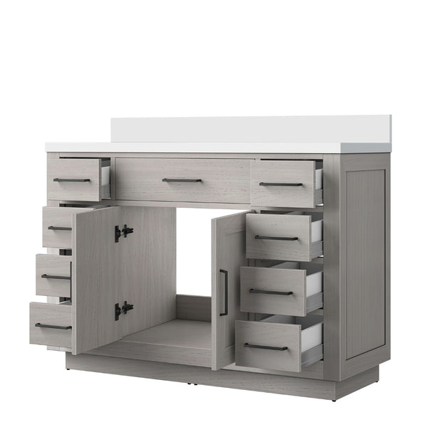 English Elm White Oak Single Bath Vanity 48" W With Cultured Marble Top - Stylish, Durable, Fully Assembled Design B2731P257718-GIGA