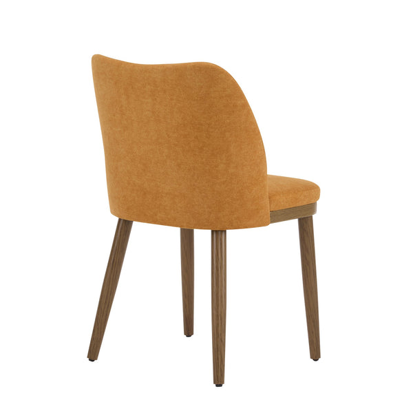 English Elm Dining Chair Set of 2 Mid-century Walnut Wood Frame Upholstered Seat and Back Ginger N771P237036R