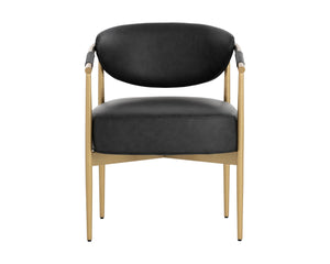 Sunpan Heloise Dining Armchair – Stylish Faux Leather With Gold Stainless Steel Detailing For Elegance Black Faux Leather 111934