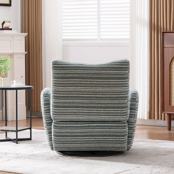 English Elm Modern Boucle 360° Swivel Leisure Chair with High‑Resilience Sponge, Supportive Curve, 550lb Capacity Mint Green W395P355484