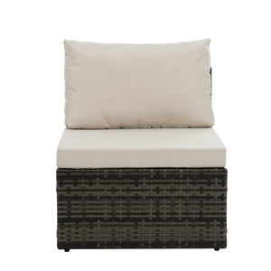 English Elm Patio 6-Piece Pe Wicker Furniture Set With Glass Coffee Table – Stylish Outdoor Seating For Relaxation W1703S00025-GIGA