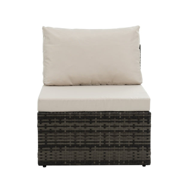 English Elm Patio 6-Piece Pe Wicker Furniture Set With Glass Coffee Table – Stylish Outdoor Seating For Relaxation W1703S00025-GIGA