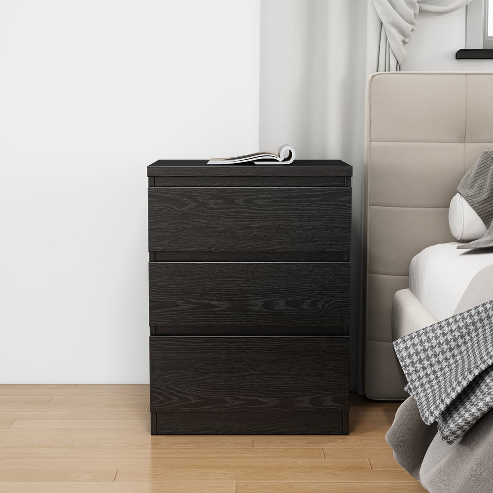 English Elm 19.7-inch Matte Finish Nightstand with Touch Release Drawers for Minimalist Bedrooms Black W3151P407887