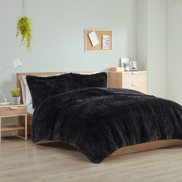 English Elm King/Cal Shaggy Long Fur Comforter Mini Set – Plush Faux Fur Reversible Comforter with Fluffy Shams, Cozy King/Cal Bedding B03595935