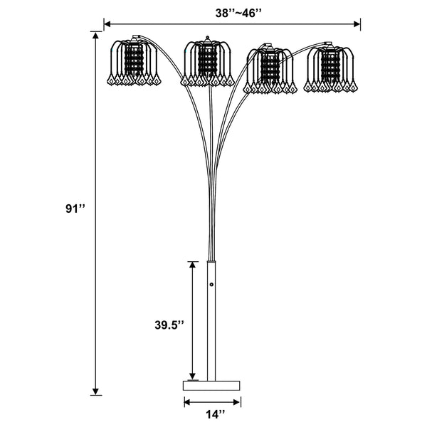 English Elm Marcos Five Arm Crystal Arc Tree Lamp with Marble Base for Modern Living Rooms B062S01750