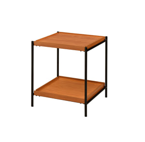 English Elm Honey Oak and Black End Table with Open Shelf, Sturdy Crossbar Frame, Versatile Rustic Modern Accent Piece B062P185645