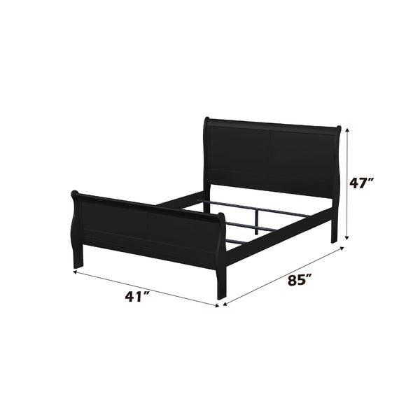 English Elm Louis Philippe Elegant Black 2-Piece Bedroom Set: Twin Sleigh Bed & Stylish Nightstand Ensemble B2726S00182
