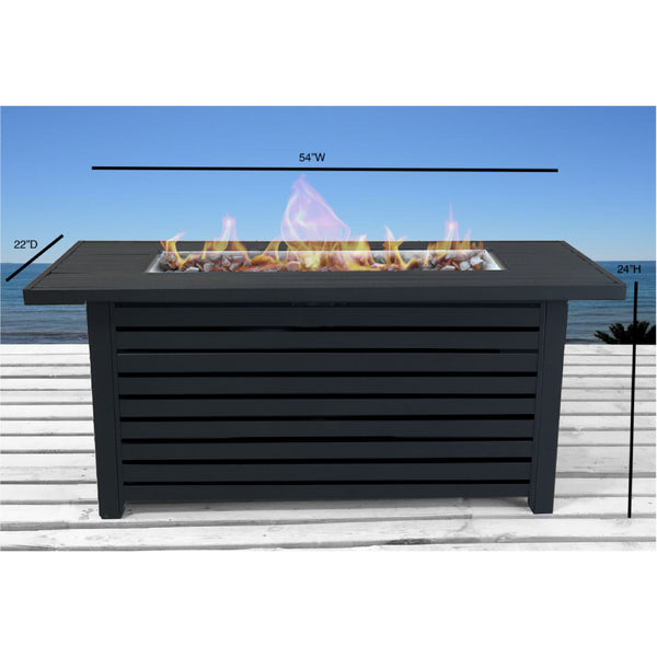 English Elm Steel 57" Rectangular Propane/Natural Gas Fire Pit Table with Lid, 8-Hour Burn, Stones & Cover B120P198410