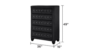 English Elm Encore Modern Style Black Upholstered King 5Pc Bedroom Set With Tufted Headboard & Storage Solutions B009S01693