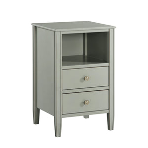 English Elm Winston 2-Drawer Storage Nightstand with Brushed Gold Knobs, Open Shelf, Fluted Legs, No Assembly Antique Grey B050P376956