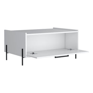 English Elm Coffee Table Narka White with Spacious Storage Compartment & Black Metal Legs, Modern Durable Design B092P245916