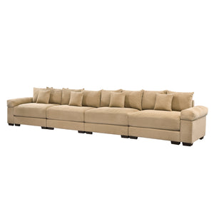 English Elm 170" Oversized Modular Sectional Couch - Luxurious Corduroy, Deep Seating, Ergonomic Design, 12 Pillows W714S01310