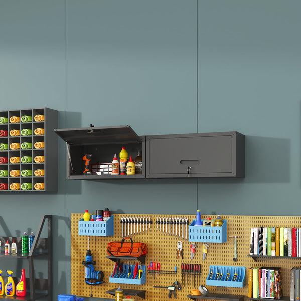English Elm Heavy Duty Wall Mounted Steel Cabinet Locking Lift Door Garage Workshop Storage Black T2398P236482