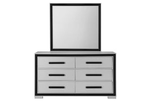 English Elm ADELAIDE Solid Wood Chest with 5 Spacious Drawers, Sleek Silver Finish and Modern Hardware Design Black,Grey 63.75 L x 20.63 W x 35.5 H B201P215680
