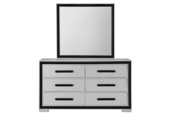 English Elm ADELAIDE Solid Wood Chest with 5 Spacious Drawers, Sleek Silver Finish and Modern Hardware Design Black,Grey 63.75 L x 20.63 W x 35.5 H B201P215680