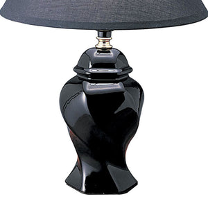 English Elm 13" Elegant Ceramic Table Lamp - Urn-Shaped Design In Black Finish With Stylish Linen Shade B072116104