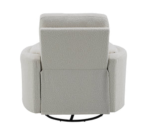 English Elm Sagen Beige Boucle Glider Recliner with Swivel and Pocket Coil Comfort, Compact 9" Wall Clearance B2726P241795