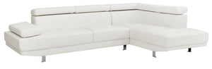 English Elm Riveredge Modern Right-Facing Chaise Sectional with Adjustable Arm & Headrest, Chrome Legs, PU Comfort White 21 L x 76 W x 34 H B078S00401