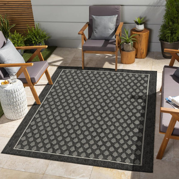 English Elm Sunshine Anthracite 5'3" X 7'3" Indoor/Outdoor Flatweave Area Rug - Durable, Stylish, Family-Friendly Design B186P198875-GIGA