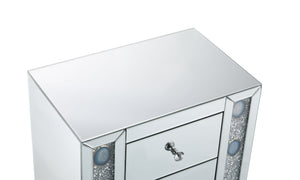 English Elm Sonia Mirrored Faux Agate 3 Drawer Glam Accent Table with Crystal Knob Hardware B2726P448756