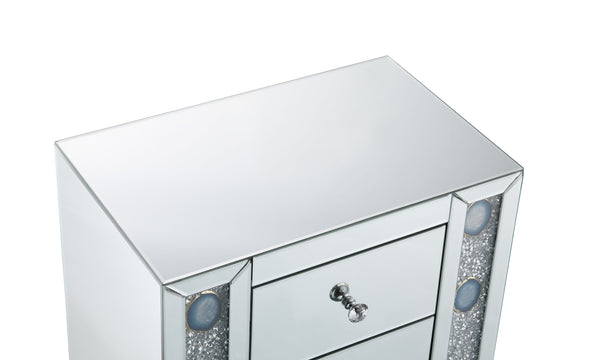 English Elm Sonia Mirrored Faux Agate 3 Drawer Glam Accent Table with Crystal Knob Hardware B2726P448756