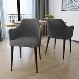 Christopher Knight Home® - Noble House - Nadya Mid Century Light Grey Fabric Dining Chairs With Dark Walnut Wood Finished Legs - Set Of 2